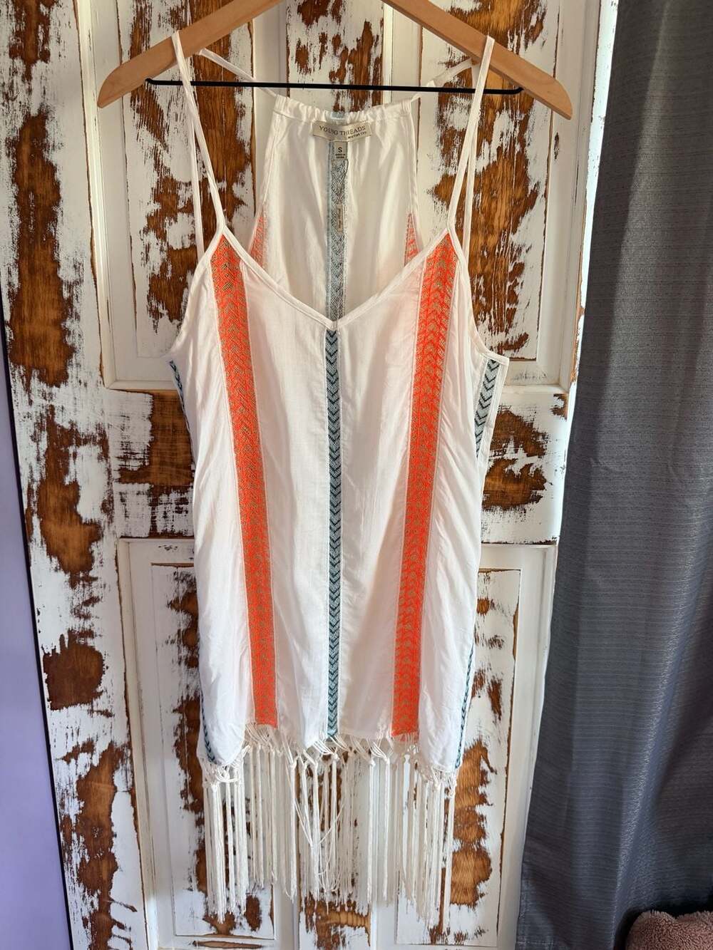 Young Threads Bohemian Festival Coastal Cowgirl Embroidered Fringe Tank Size XS